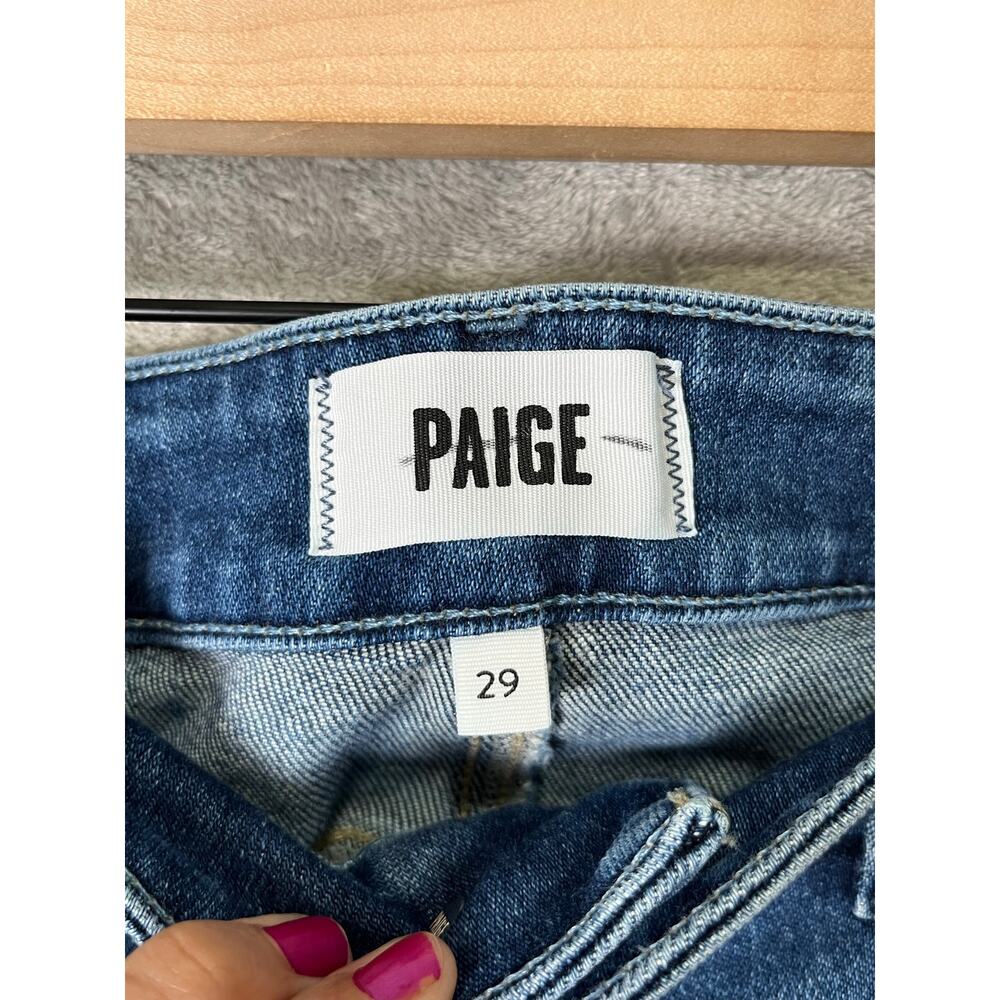 PAIGE Anessa 31 Wide Leg Jeans Size 29 High Rise Raw Hem Vintage Wash Denim - Picture 6 of 10